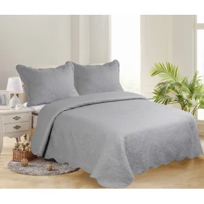 ΜΟΝΟ ΚΟΥΒΕΡΛΙ SOLID (160cm x 220cm   1 x 50cm x 70cm ) LIGHT GREY/ DARK GREY