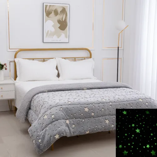Παιδικό φωσφοριζέ κουβερτοπάπλωμα star (170cm x 220cm) γκρί