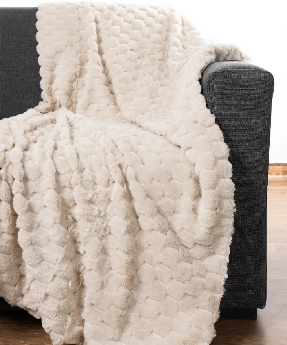 Διακοσμητικό γούνινο ριχτάρι mink (170cm x 220cm) ivory Διακοσμητικό γούνινο ριχτάρι mink (170cm x 220cm) ivory