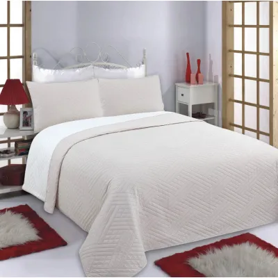 ΚΟΥΒΕΡΛΙ σετ (220cm x 240cm   2 x 50cm x 70cm) DIAMOND beige/ivory