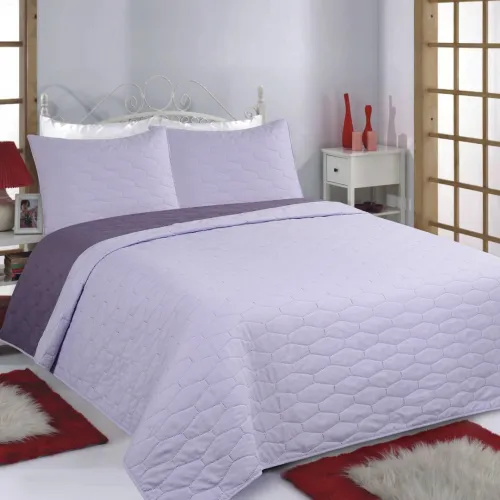 ΚΟΥΒΕΡΛΙ σετ (220cm x 240cm   2 x 50cm x 70cm) RUBY lila/purple