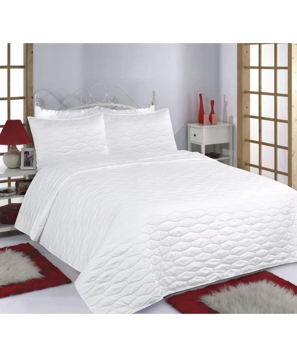 ΚΟΥΒΕΡΛΙ σετ (240cm x 260cm   2 x 50cm x 70cm) RUBY  MICROSATIN ivory