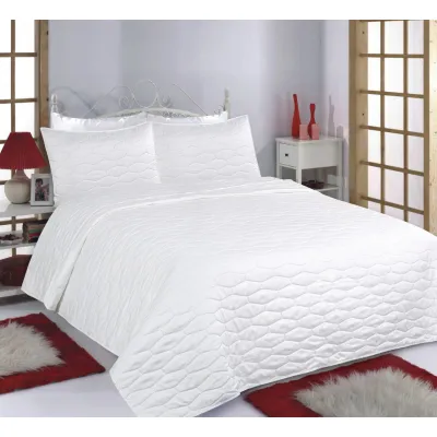 ΚΟΥΒΕΡΛΙ σετ (240cm x 260cm   2 x 50cm x 70cm) RUBY  MICROSATIN ivory