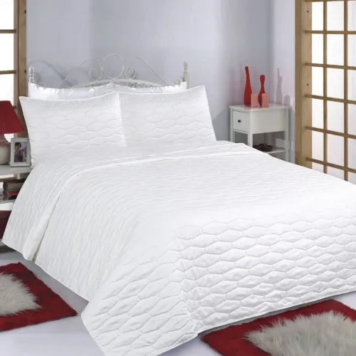 ΚΟΥΒΕΡΛΙ σετ (240cm x 260cm   2 x 50cm x 70cm) RUBY  MICROSATIN ivory