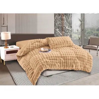 Κουβερτοπάπλωμα burble (220cm x 240cm) ανοιχτό καφέ 