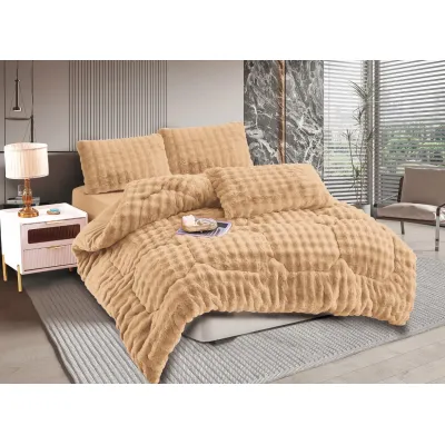Κουβερτοπάπλωμα burble (220cm x 240cm  2 x 50cm x 70cm) ανοιχτό καφέ 