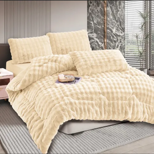 Κουβερτοπάπλωμα burble (240cm x 260cm  2 x50cm x 70cm) cream