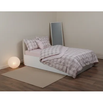 Μονό βαμβακερό κουβερλί (160cm x 220cm) καρρώ ρόζ