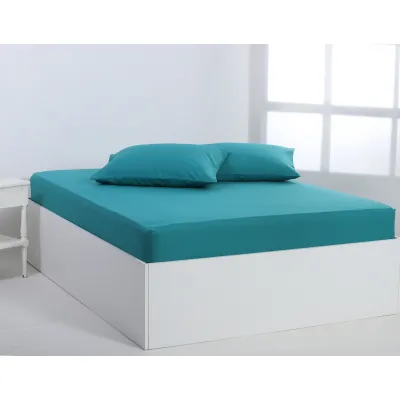 Βαμβακερό σεντόνι essentials (105cm x 200cm   35cm) teal blue