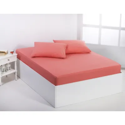 Βαμβακερό σεντόνι essentials (105cm x 200cm   35cm) coral almond