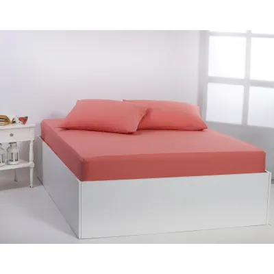 Βαμβακερό σεντόνι essentials (165cm x 267cm) coral almond