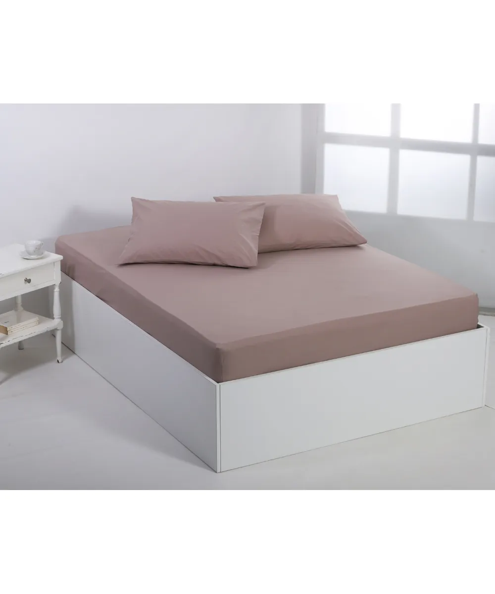 Βαμβακερό σεντόνι essentials (105cm x 200cm   35cm) mashroom