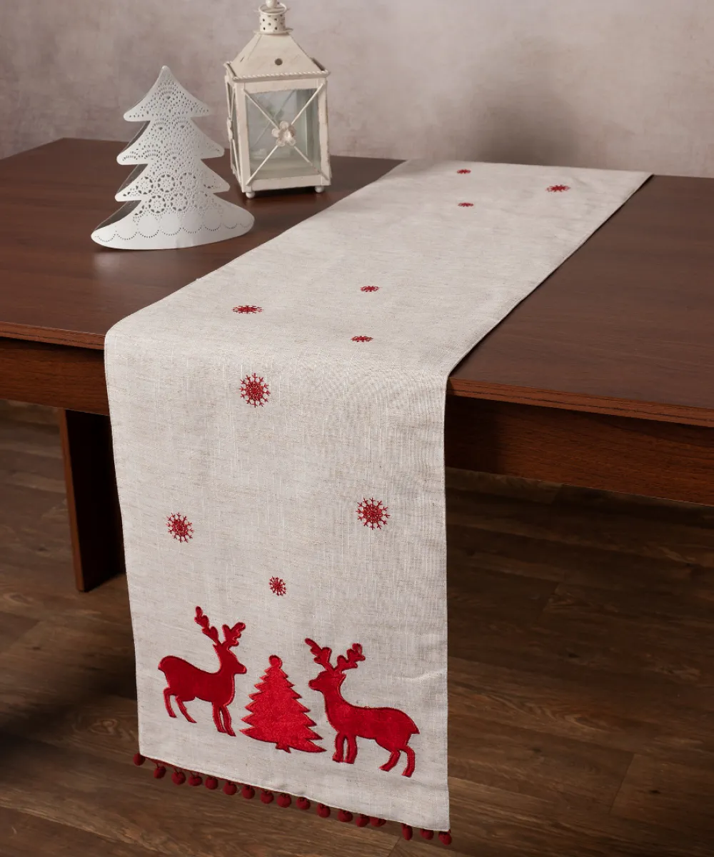 Χριστουγεννιάτικη τραβέρσα NW345 (35cm x 175cm) άμμου Χριστουγεννιάτικη τραβέρσα NW345 (35cm x 175cm) άμμου