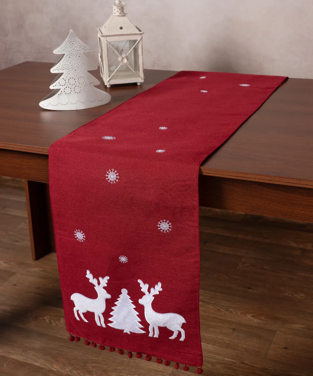 Χριστουγεννιάτικη τραβέρσα NW345 (35cm x 175cm) κόκκινη Χριστουγεννιάτικη τραβέρσα NW345 (35cm x 175cm) κόκκινη