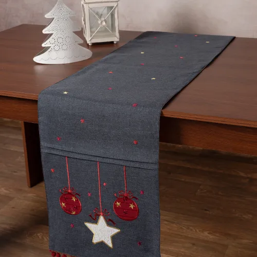 Χριστουγεννιάτικη τραβέρσα NW343 (35cm x 175cm) ανθρακί