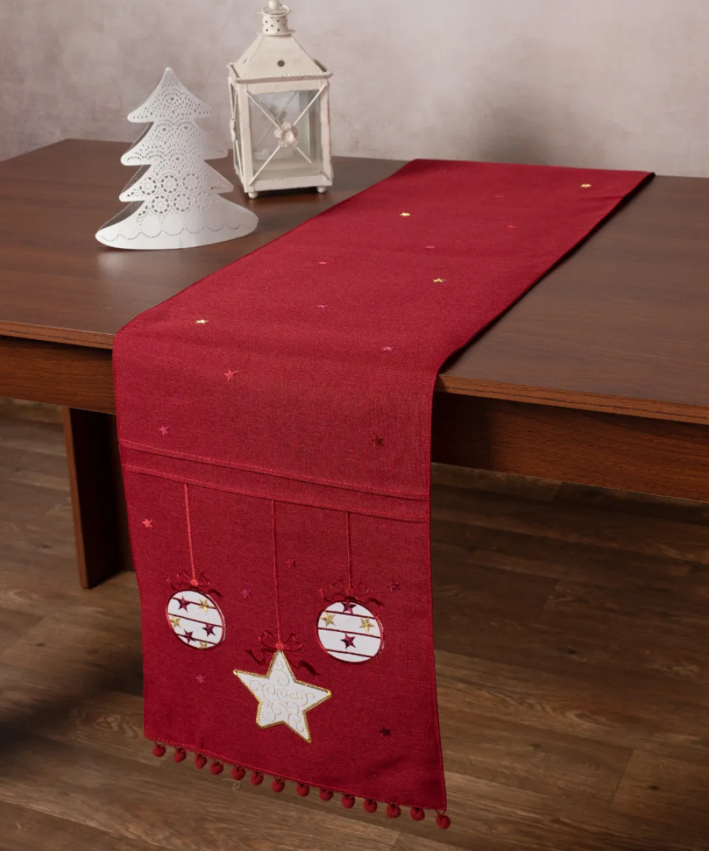 Χριστουγεννιάτικη τραβέρσα NW343 (35cm x 175cm) κόκκινη Χριστουγεννιάτικη τραβέρσα NW343 (35cm x 175cm) κόκκινη