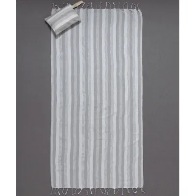 Pestemal με τσαντάκι sf04 (90cm x 180cm) ανοιχτό γκρί