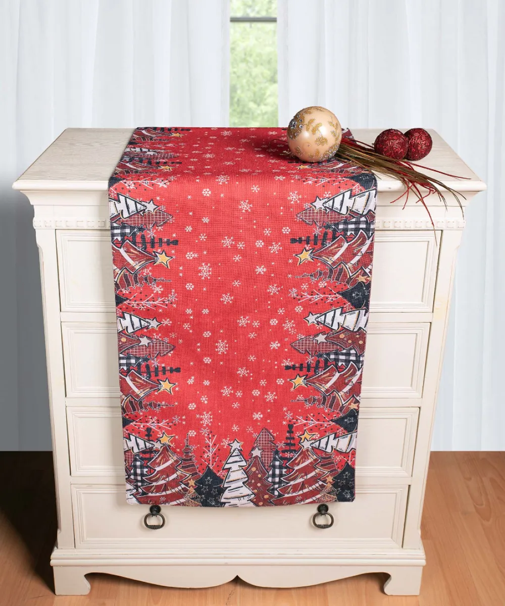 Χριστουγεννιάτικη Τραβέρσα με στάμπα (45cm x 170cm) ks2025-2 Χριστουγεννιάτικη Τραβέρσα με στάμπα (45cm x 170cm) ks2025-2