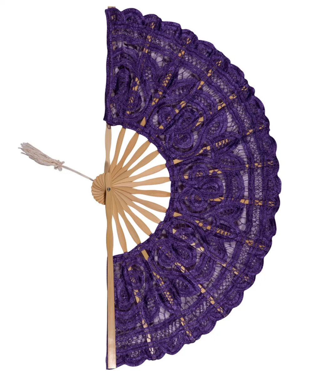 Χειροποίητη βεντάλια (22cm) μώβ