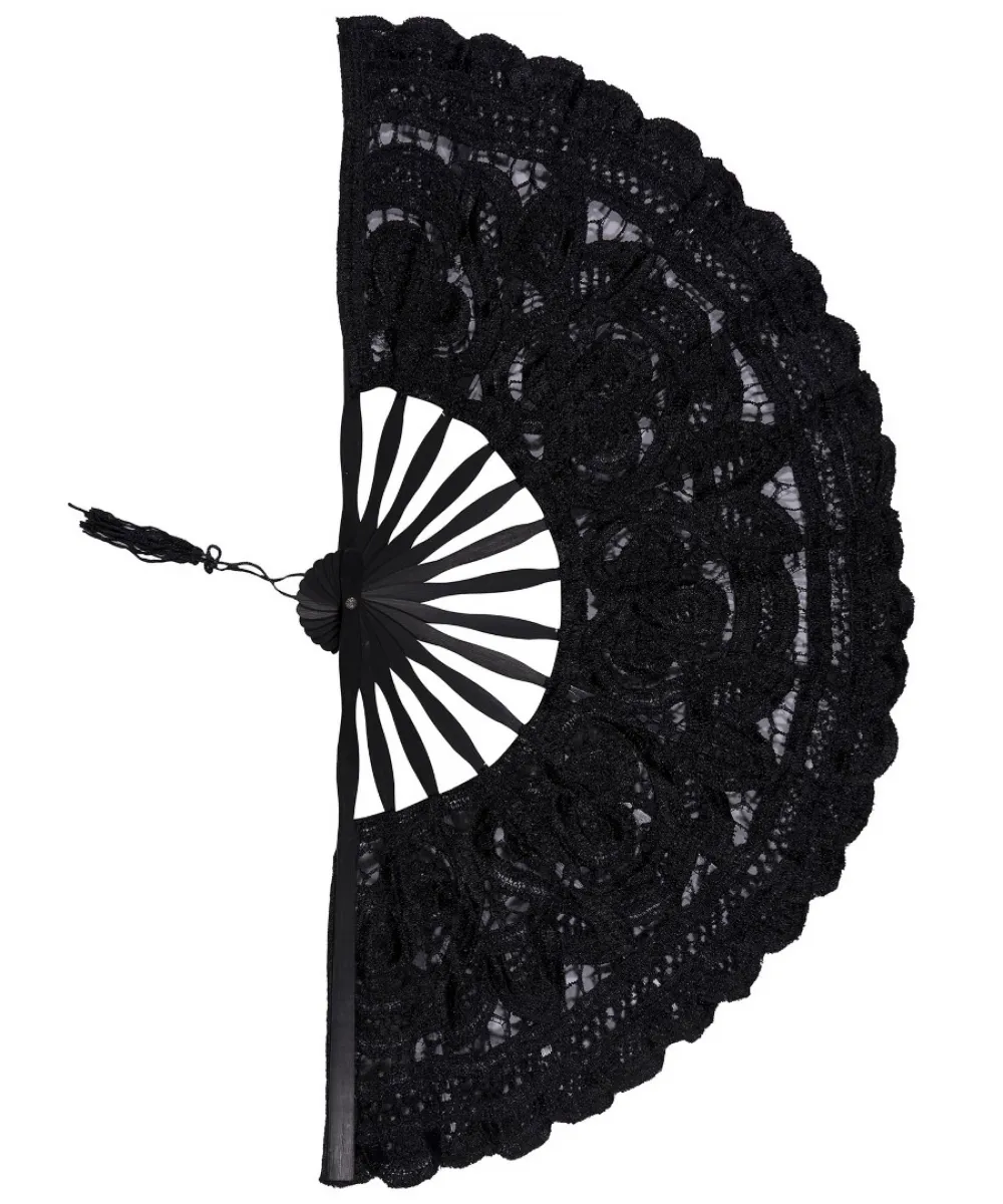 Χειροποίητη βεντάλια (27cm) μαύρη