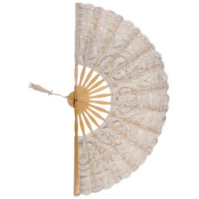 Χειροποίητη βεντάλια (27cm) μπέζ