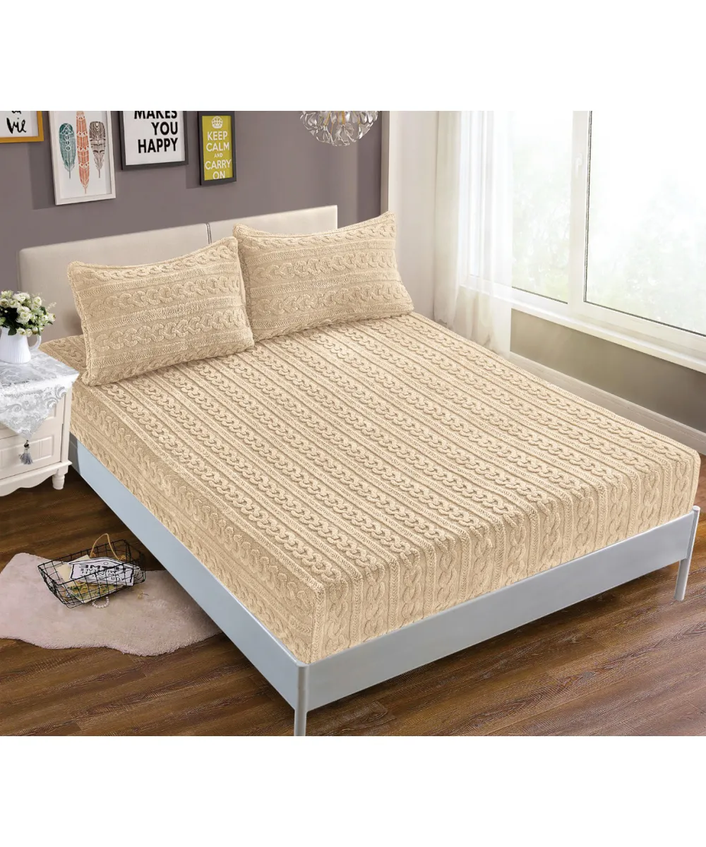 Σεντόνι fleece braid (160cm x 200cm ) ivory Σεντόνι fleece braid (160cm x 200cm ) ivory