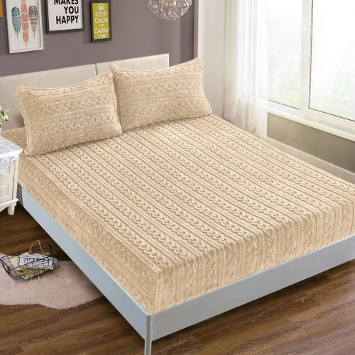Σεντόνι fleece braid (160cm x 200cm ) ivory