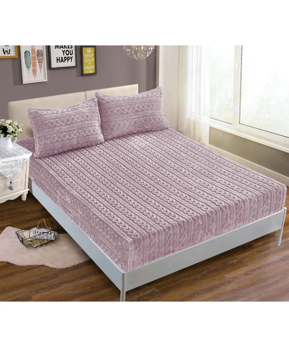Σεντόνι fleece braid (160cm x 200cm ) λιλά Σεντόνι fleece braid (160cm x 200cm ) λιλά