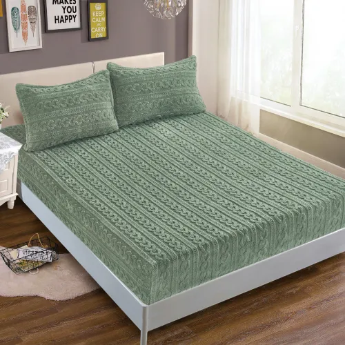 Σεντόνι fleece braid (160cm x 200cm ) πράσινο