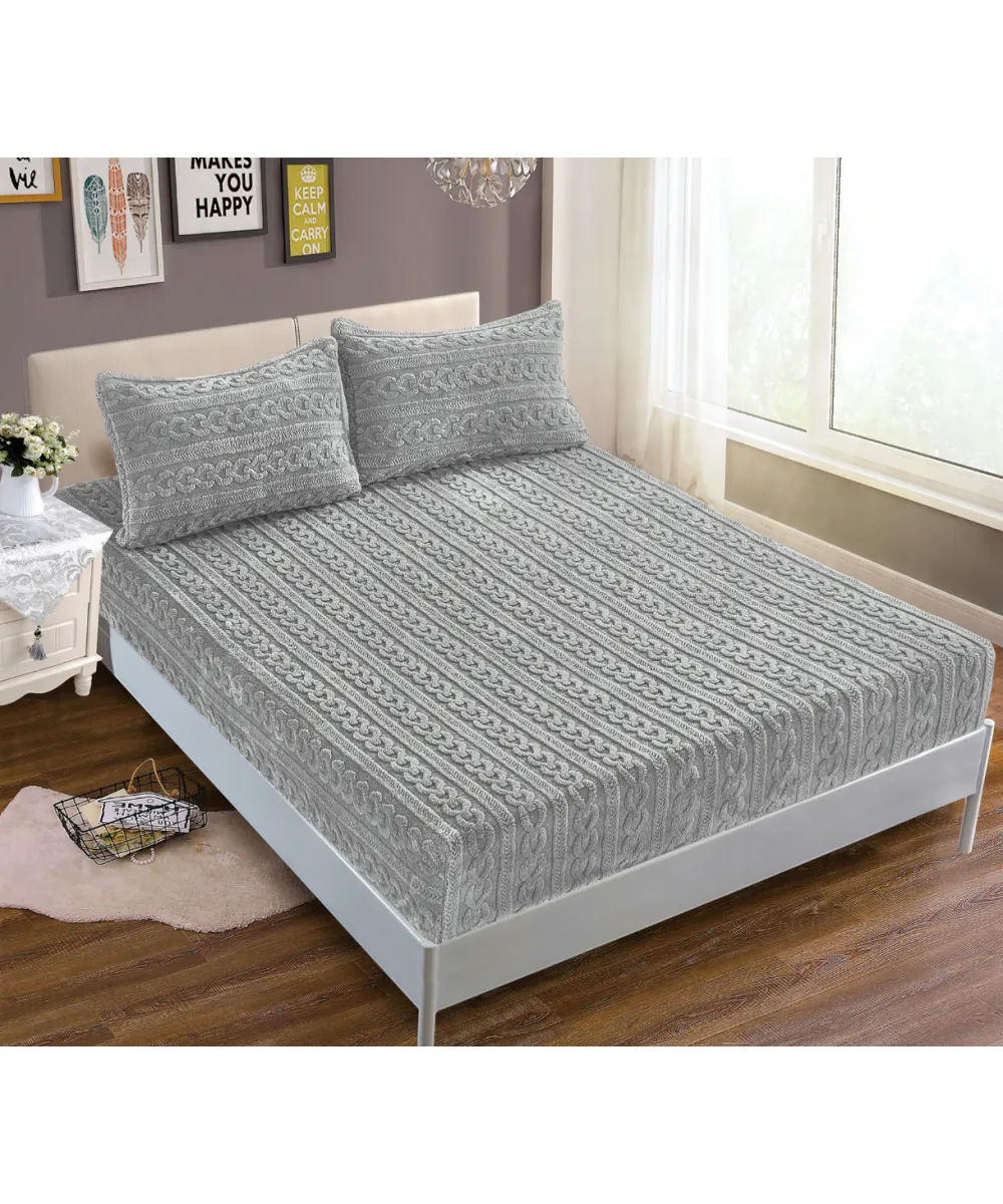 Σεντόνι fleece braid (160cm x 200cm ) γκρί Σεντόνι fleece braid (160cm x 200cm ) γκρί