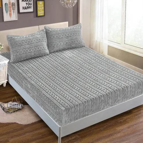 Σεντόνι fleece braid (160cm x 200cm ) γκρί