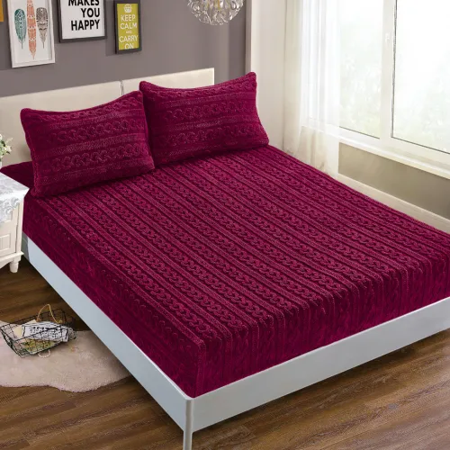 Σεντόνι fleece braid (160cm x 200cm ) μπορντώ