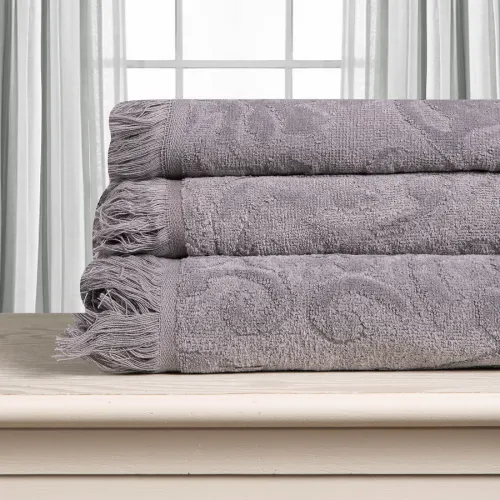 Βαμβακερή ζακάρ πετσέτα ALICIA 520gsm (40cm x 60cm) γκρί