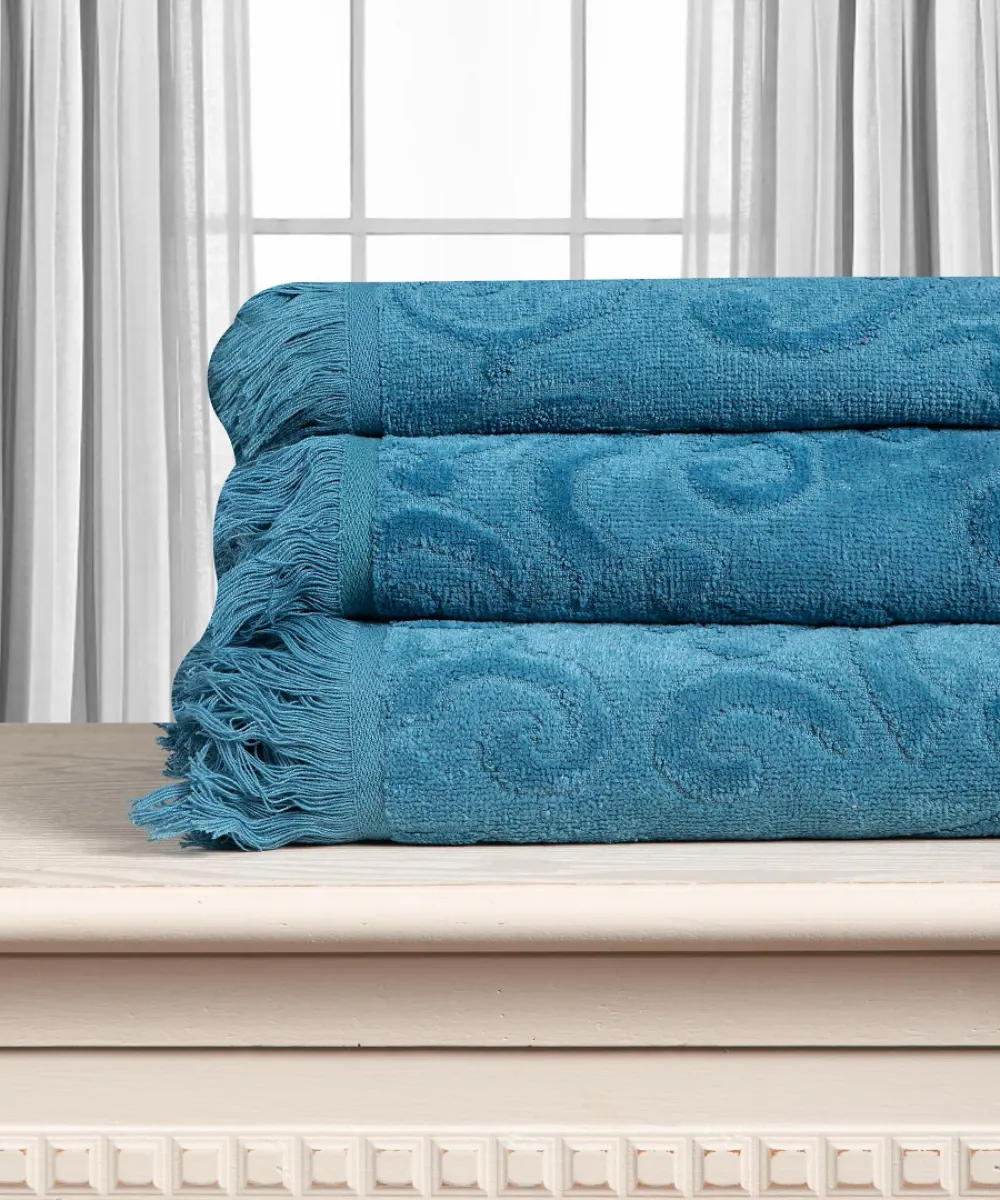 Βαμβακερή ζακάρ πετσέτα ALICIA 520gsm (50cm x 100cm) teal