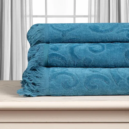 Βαμβακερή ζακάρ πετσέτα ALICIA 520gsm (80cm x 150cm) teal