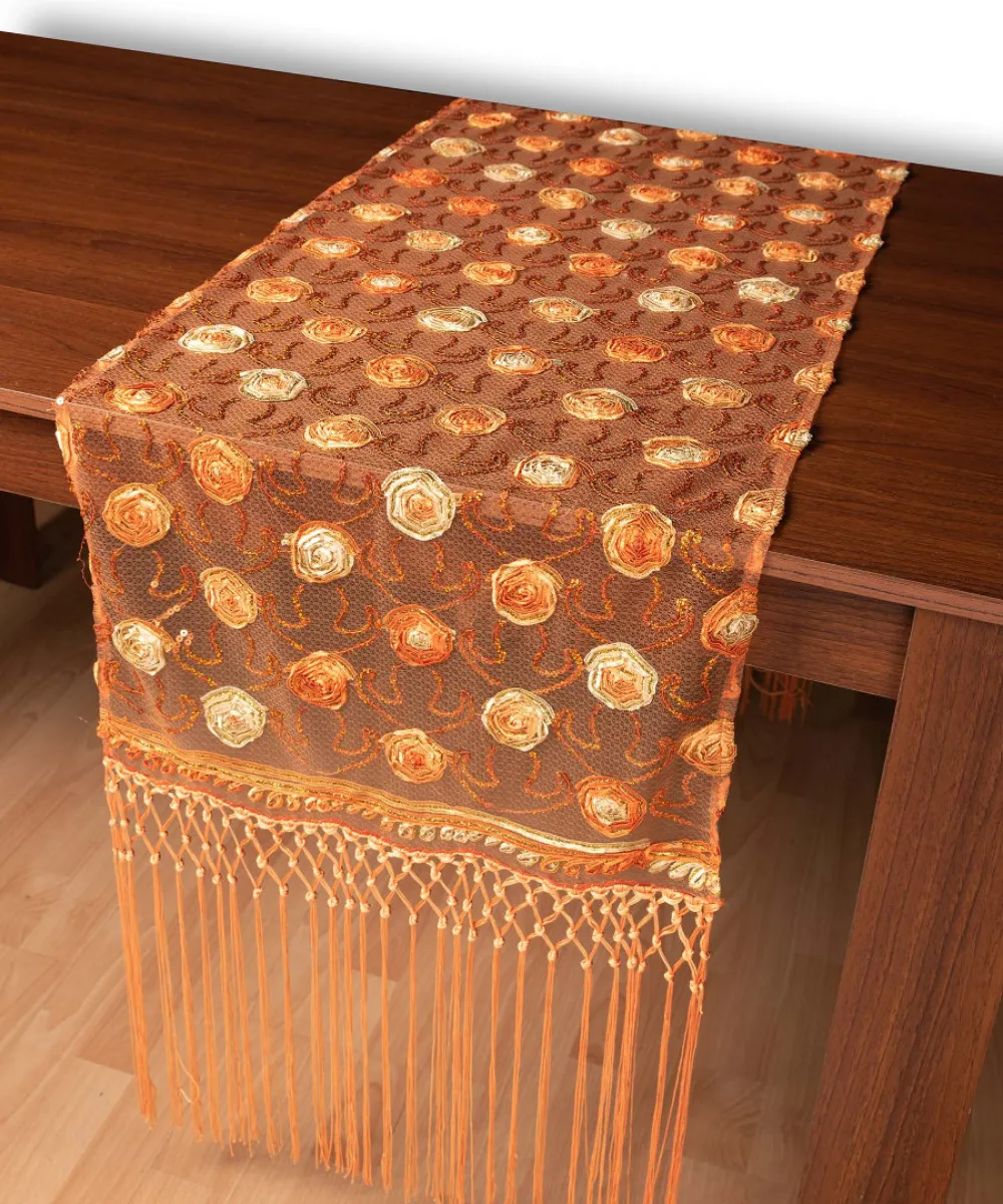 Τούλινη καρέ τραβέρσα 264-17 (50cm x 200cm) πορτοκαλί