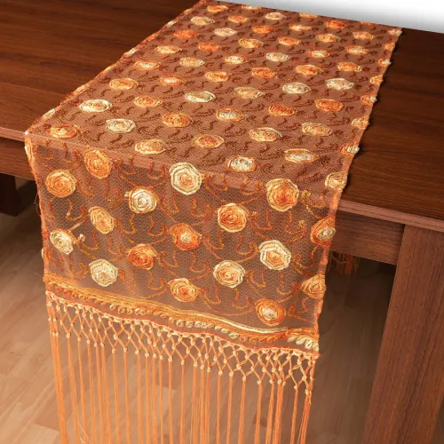 Τούλινη καρέ τραβέρσα 264-17 (50cm x 200cm) πορτοκαλί