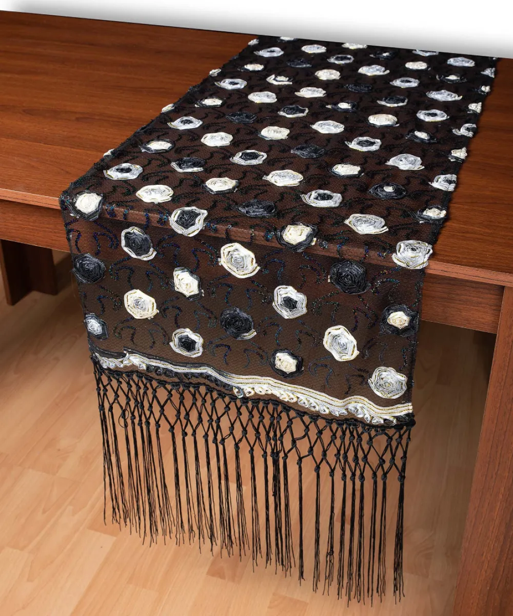 Τούλινη καρέ τραβέρσα 264-17 (50cm x 200cm) μαύρο