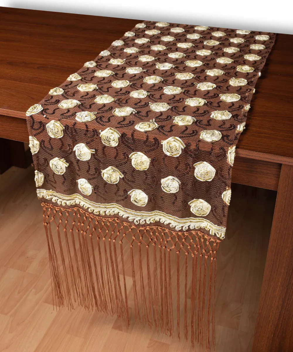 Τούλινη καρέ τραβέρσα 264-17 (50cm x 200cm) καφέ