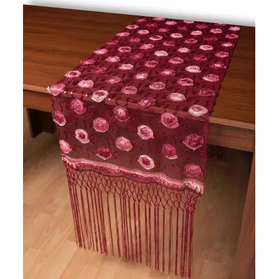 Τούλινη καρέ τραβέρσα 264-17 (50cm x 200cm) μπορντώ 