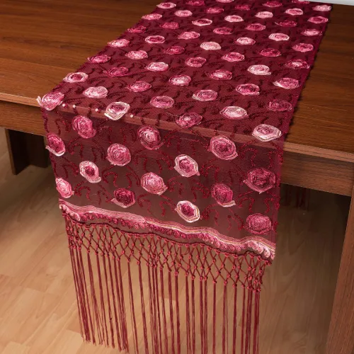 Τούλινη καρέ τραβέρσα 264-17 (50cm x 200cm) μπορντώ 
