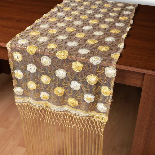 Τούλινη καρέ τραβέρσα 264-17 (50cm x 200cm) χρυσό 