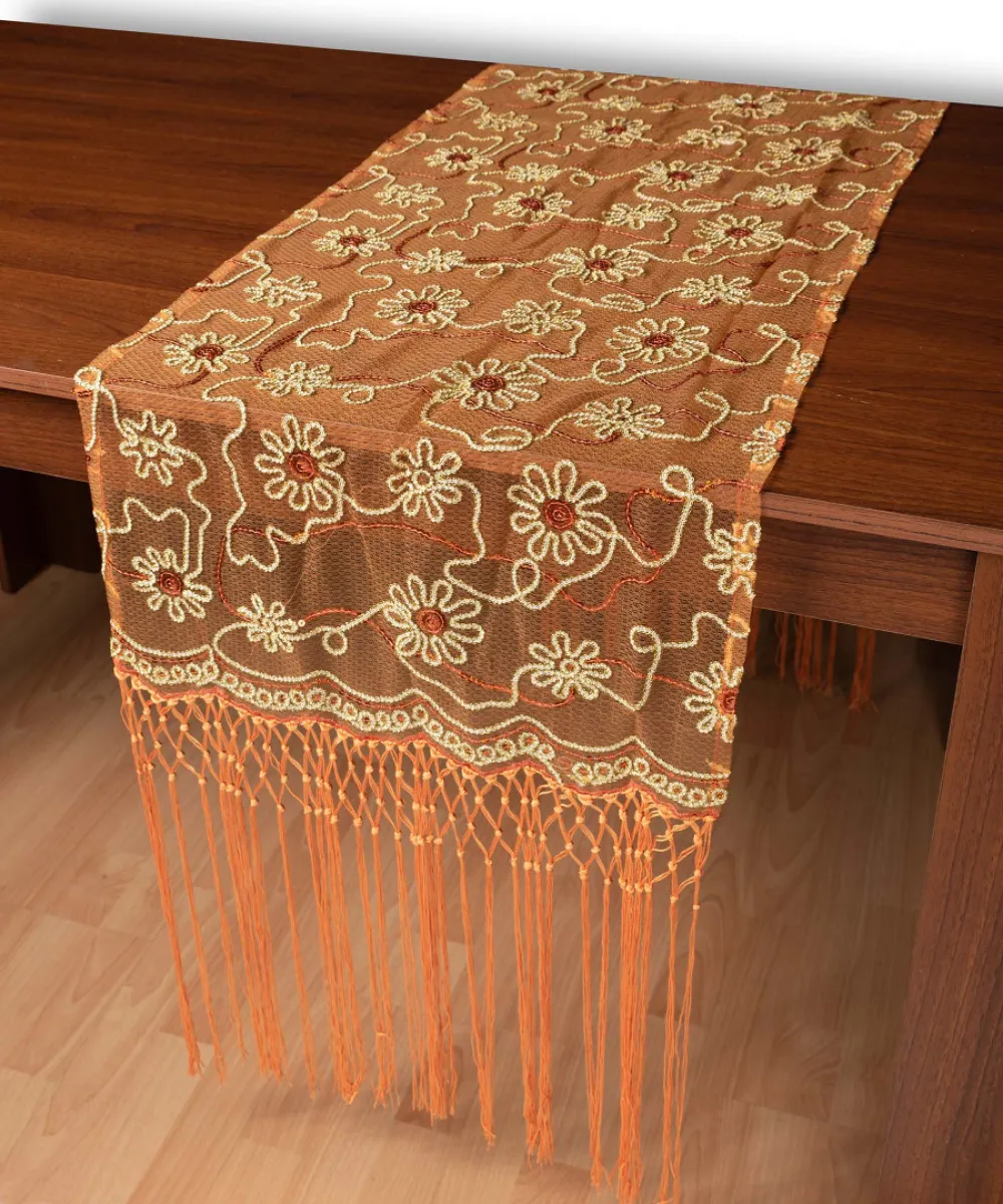 Τούλινη καρέ τραβέρσα 7180 (50cm x 200cm) πορτοκαλί