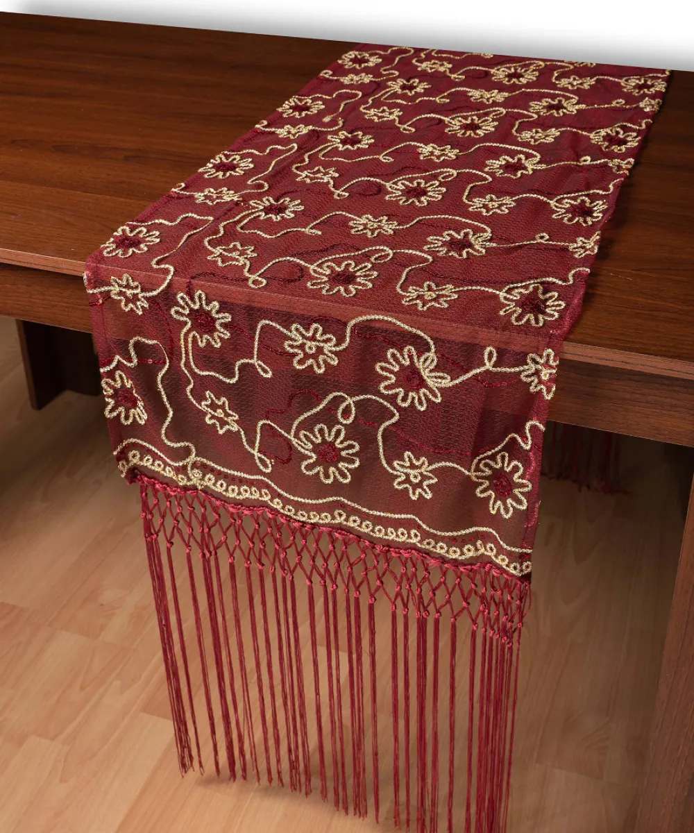 Τούλινη καρέ τραβέρσα 7180 (50cm x 200cm) μπορντώ 