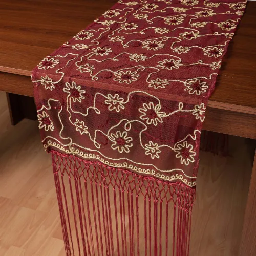 Τούλινη καρέ τραβέρσα 7180 (50cm x 200cm) μπορντώ 