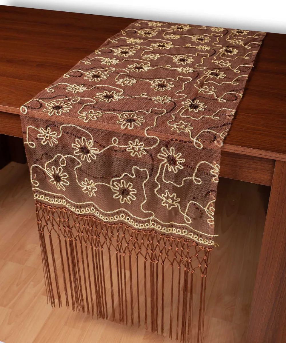 Τούλινη καρέ τραβέρσα 7180 (50cm x 200cm) καφέ