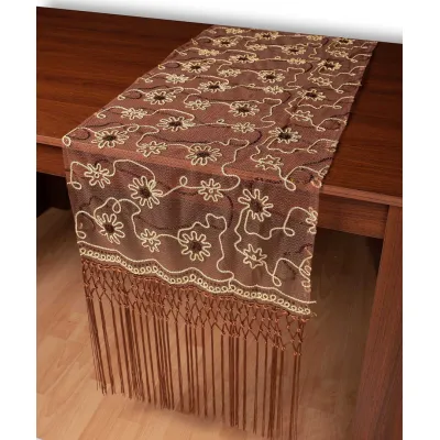Τούλινη καρέ τραβέρσα 7180 (50cm x 200cm) καφέ