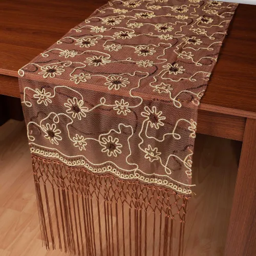 Τούλινη καρέ τραβέρσα 7180 (50cm x 200cm) καφέ