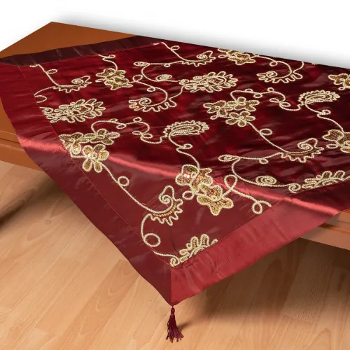 Σατέν τραπεζοκαρέ 7710 (135cm x 135cm) μπορντώ  