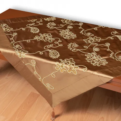 Σατέν τραπεζοκαρέ 7710 (135cm x 135cm) λαδί